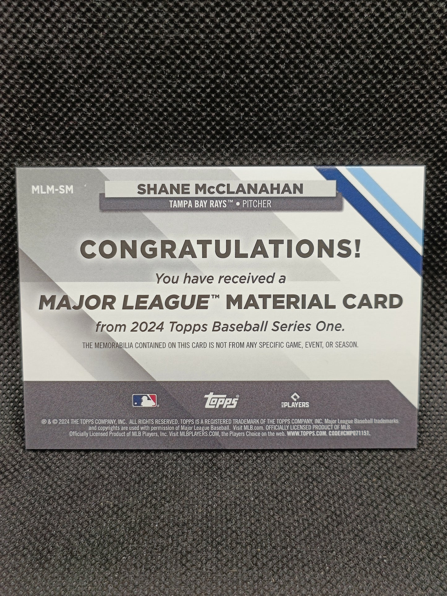 Shane McClanahan - 2024 Topps Series One Relic - Tampa Bay Rays