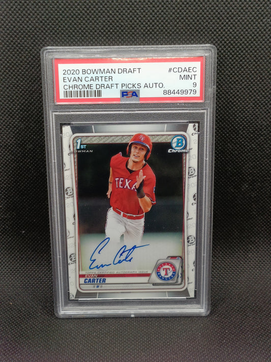 Evan Carter - 2022 Bowman Draft 1st Bowman Chrome Auto - PSA 9 - Texas Rangers