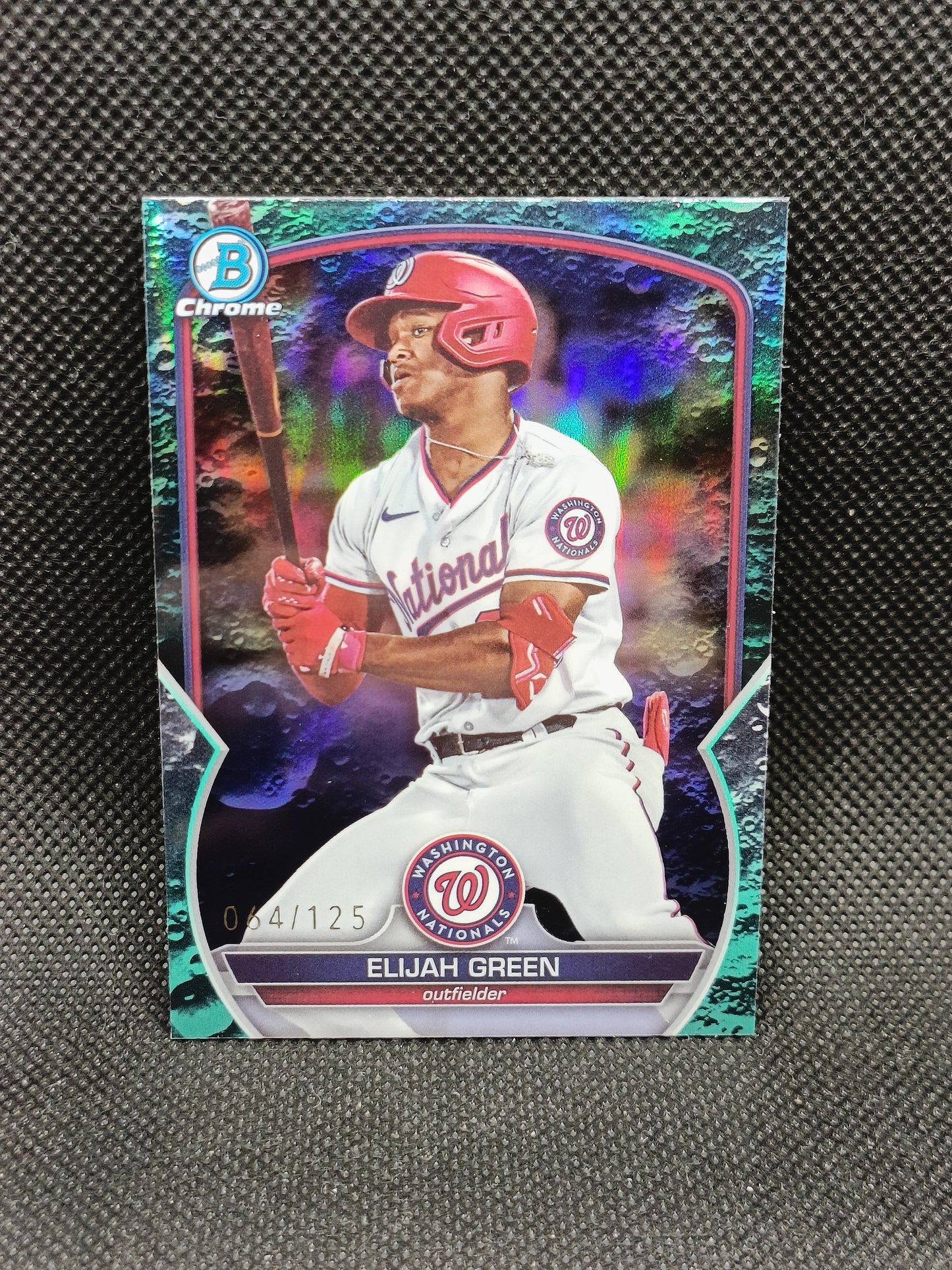 Elijah Green - 2023 Bowman Draft Chrome Aqua Lunar Crater Refractor /125 - Washington Nationals