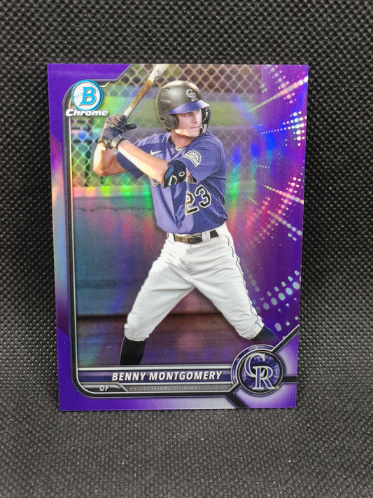 Benny Montgomery - 2022 Bowman Draft Chrome Purple Refractor /250 - Colorado Rockies