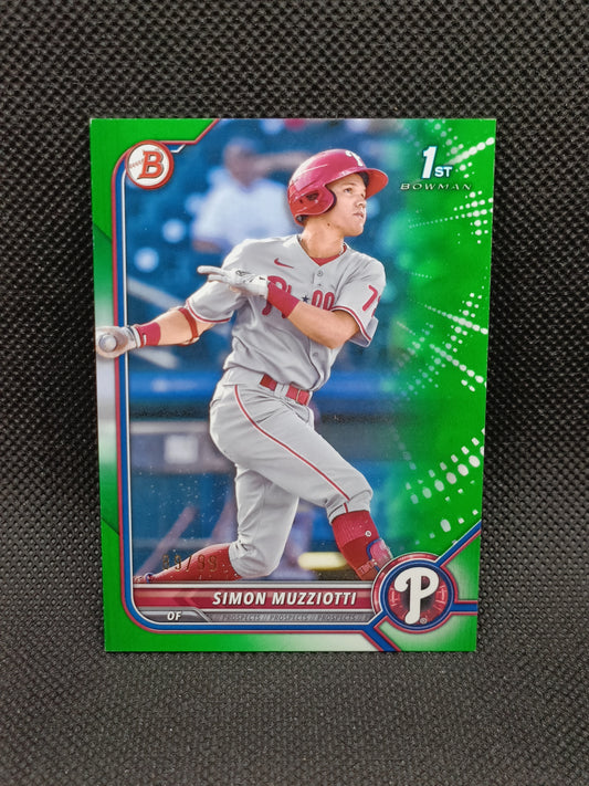 Simon Muzziotti - 2022 Bowman 1st Bowman Green /99 - Philadelphia Phillies