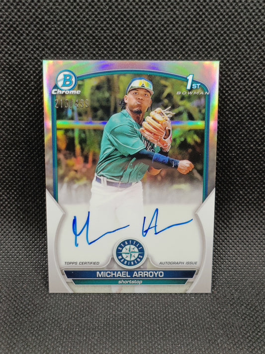 Michael Arroyo - 2023 Bowman Chrome 1st Bowman Auto Refractor /499 - Seattle Mariners