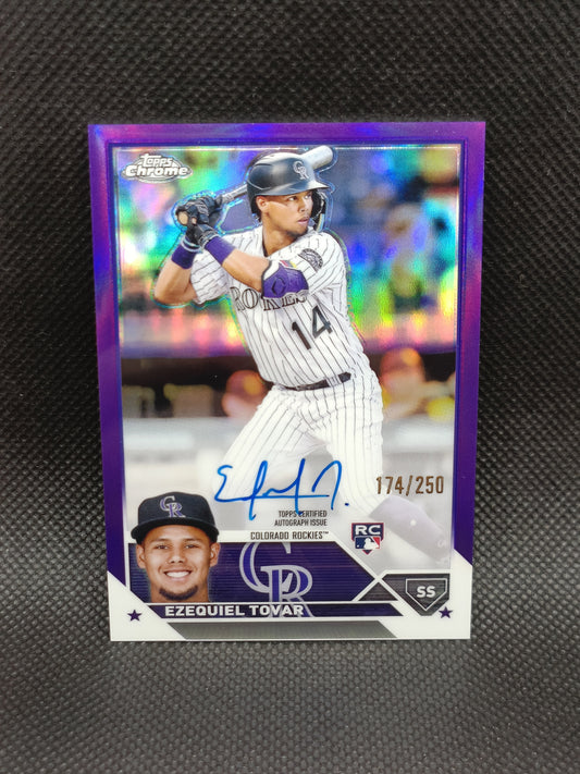 Ezequiel Tovar - 2023 Topps Chrome Rookie Auto Purple Refractor /250 - Colorado Rockies