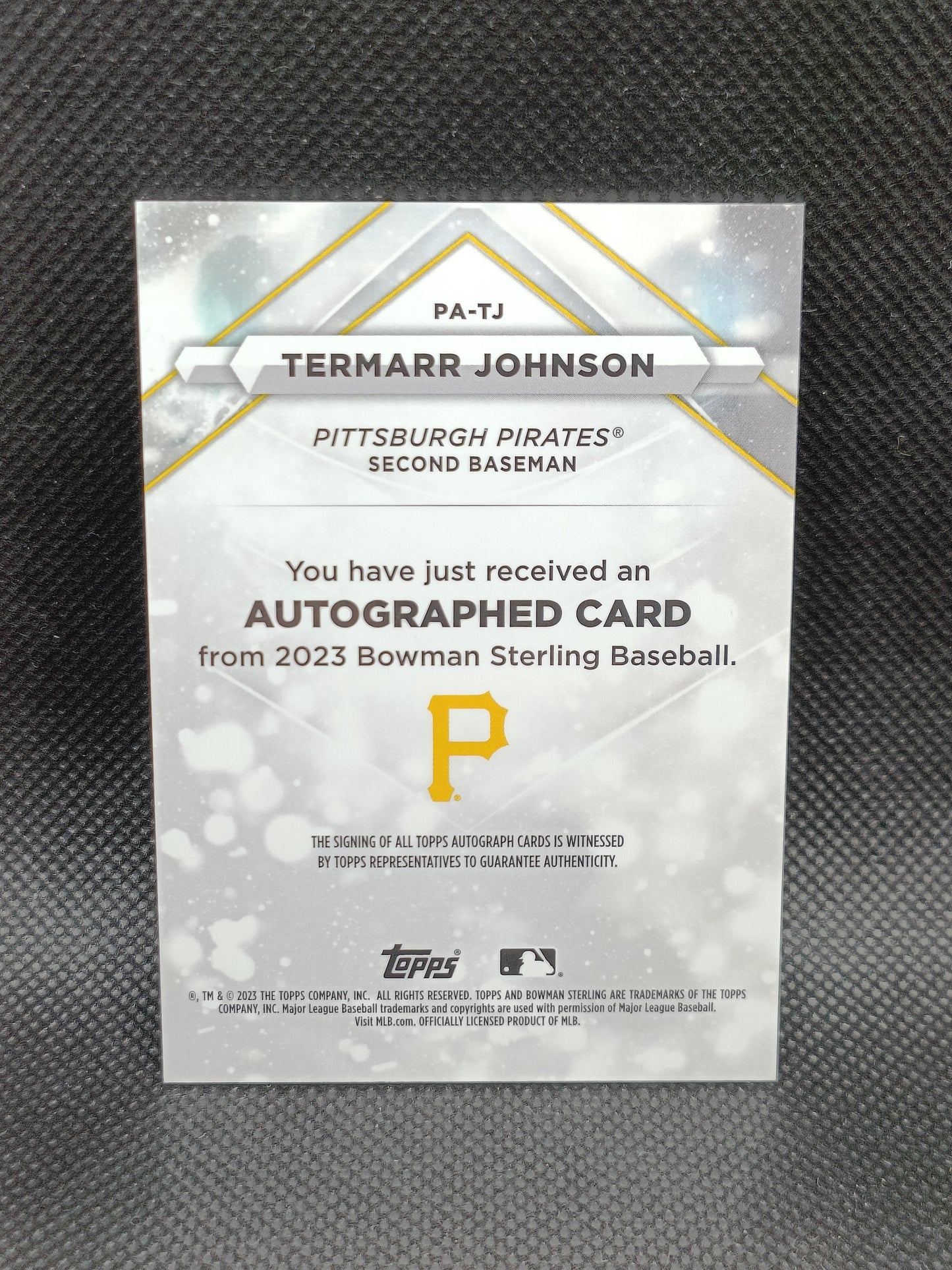 Termarr Johnson - 2023 Bowman Sterling Auto Gold Refractor /50 - Pittsburgh Pirates