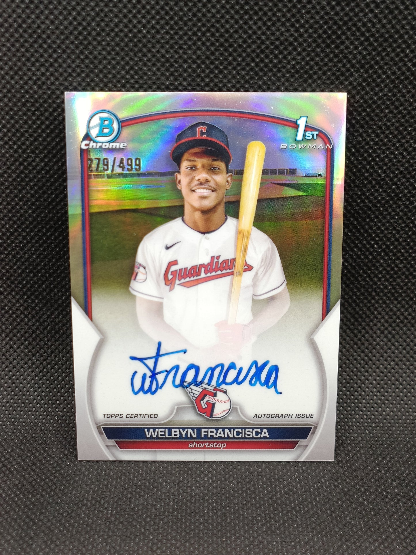 Welbyn Francisca - 2023 Bowman Chrome 1st Bowman Auto Refractor /499 - Cleveland Guardians