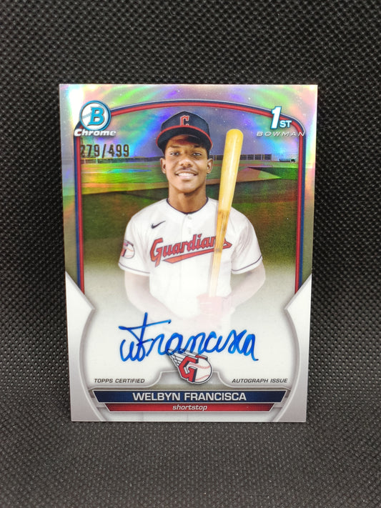 Welbyn Francisca - 2023 Bowman Chrome 1st Bowman Auto Refractor /499 - Cleveland Guardians