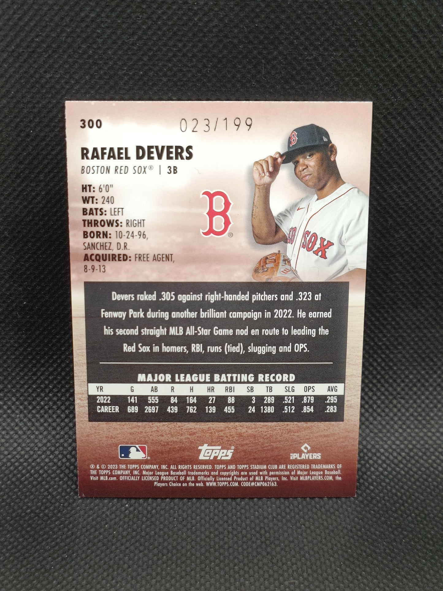 Rafael Devers - 2023 Topps Stadium Club Orange Foil /199 - Boston Red Sox