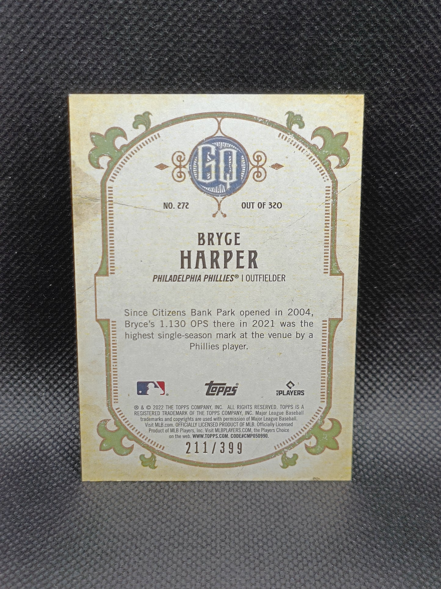 Bryce Harper - 2022 Topps Gypsy Queen Burnt Umber /399 - Philadelphia Phillies