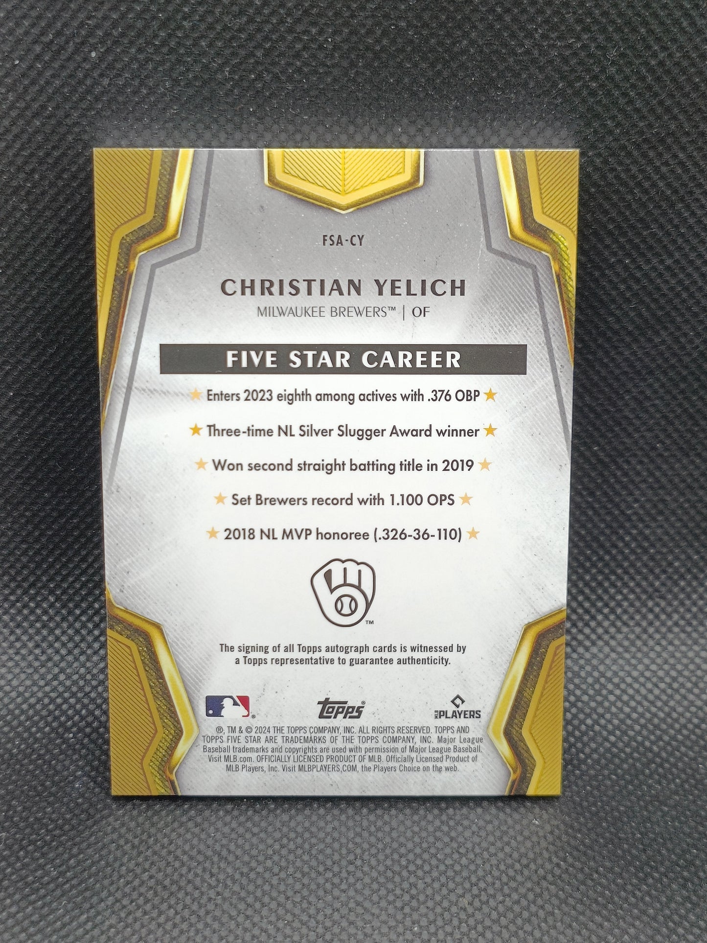 Christian Yelich - 2024 Topps Five Star Auto - Milwaukee Brewers