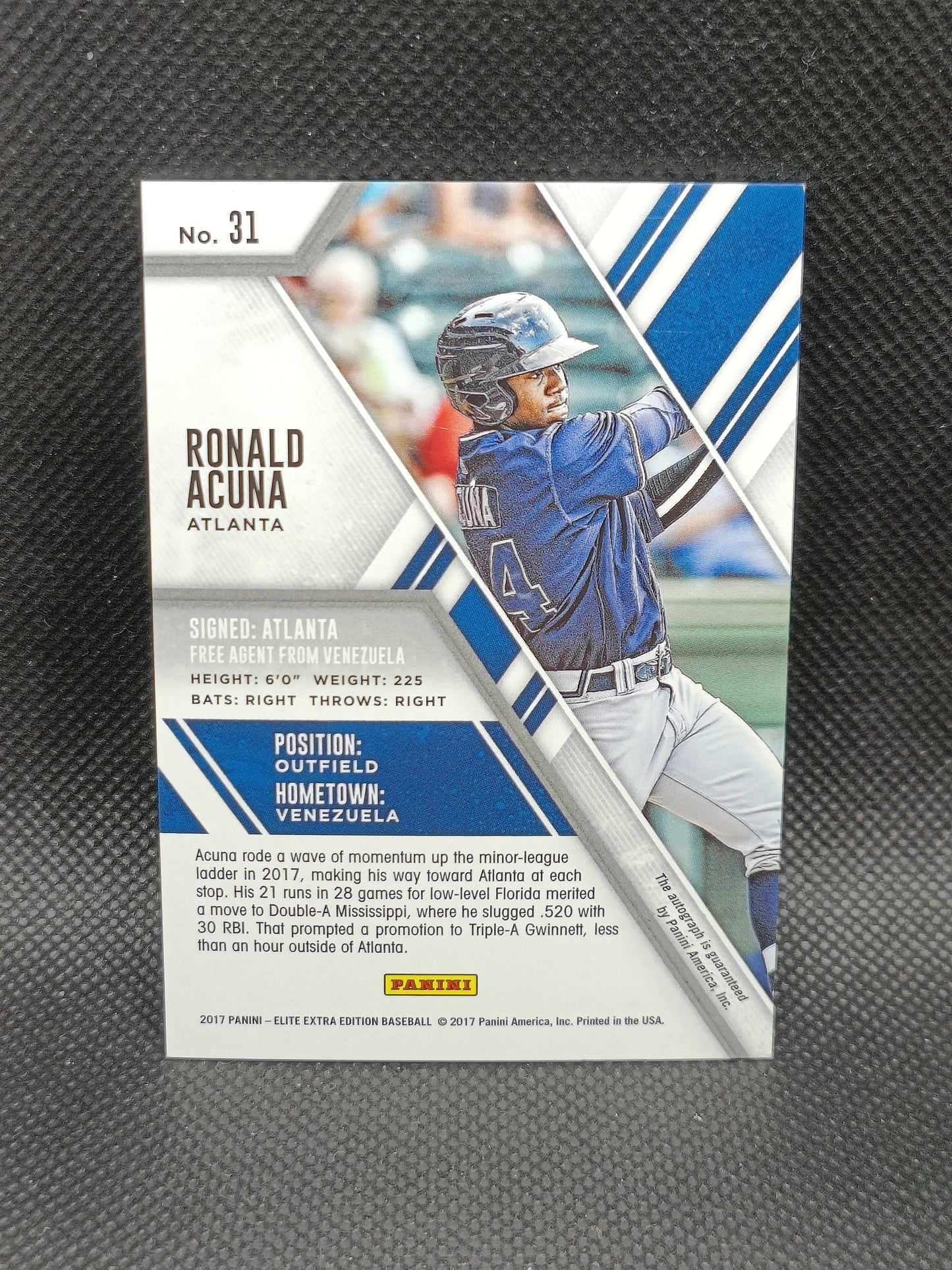 Ronald Acuna Jr - 2017 Panini Elite Extra Edition Auto - Atlanta Braves