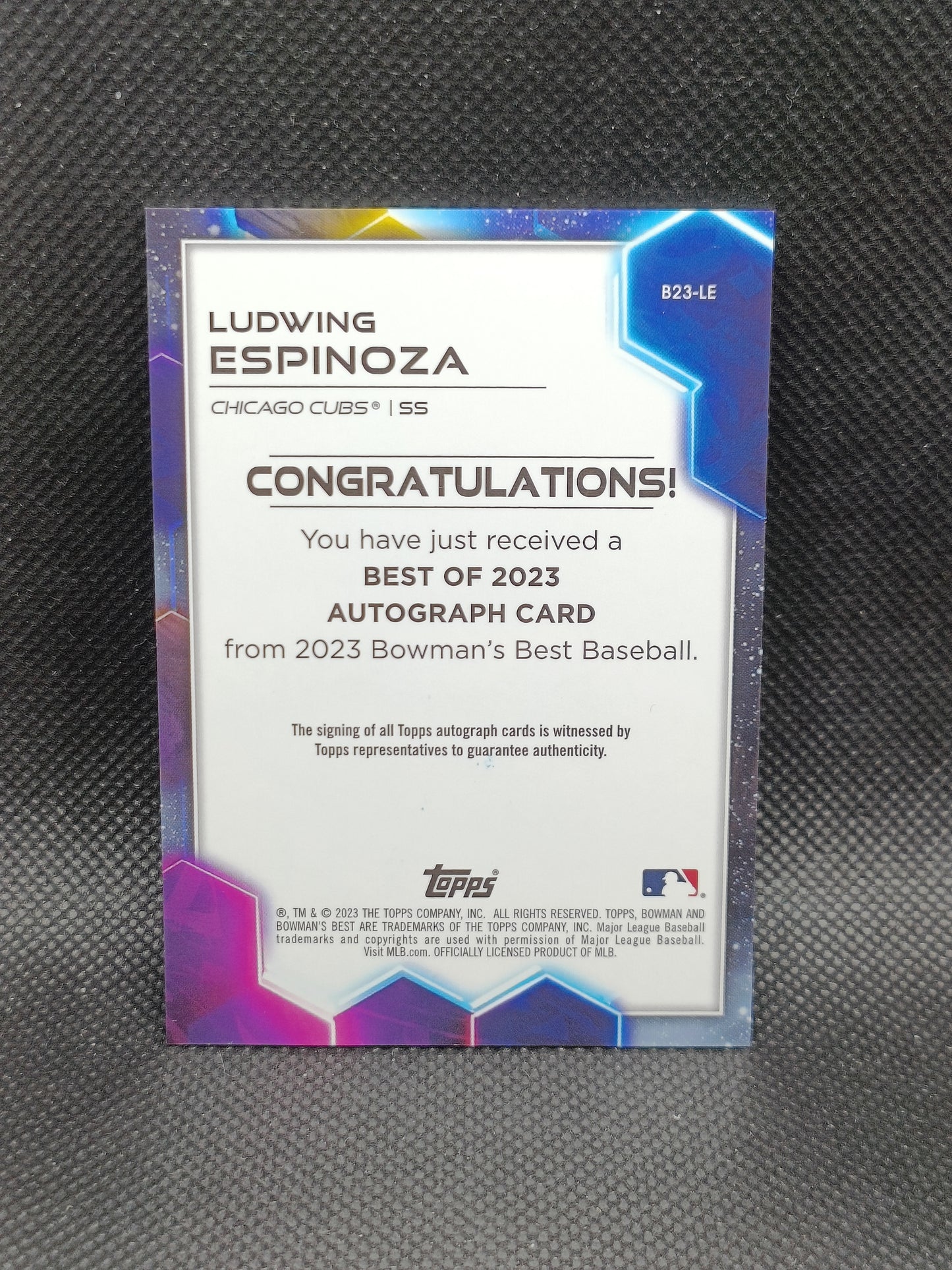 Ludwing Espinoza - 2023 Bowman's Best Auto - Chicago Cubs