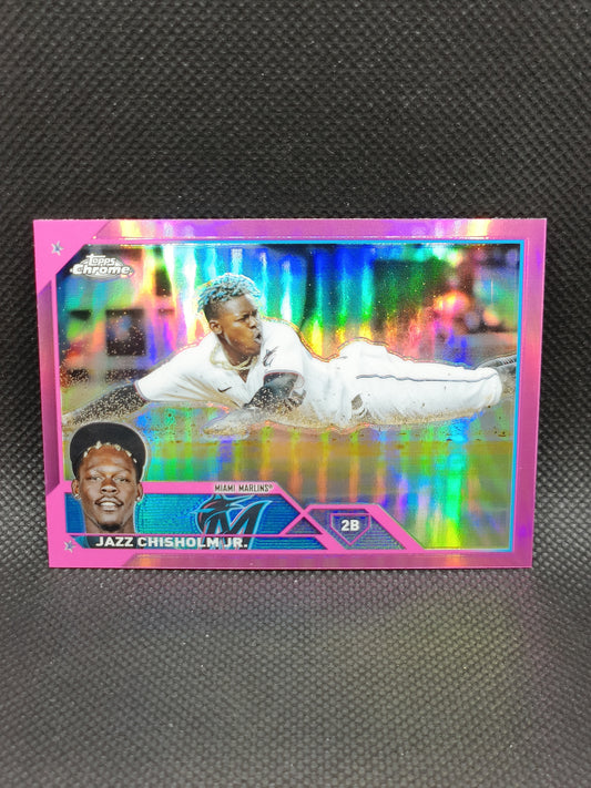 Jazz Chisholm Jr - 2023 Topps Chrome Pink Refractor - Miami Marlins