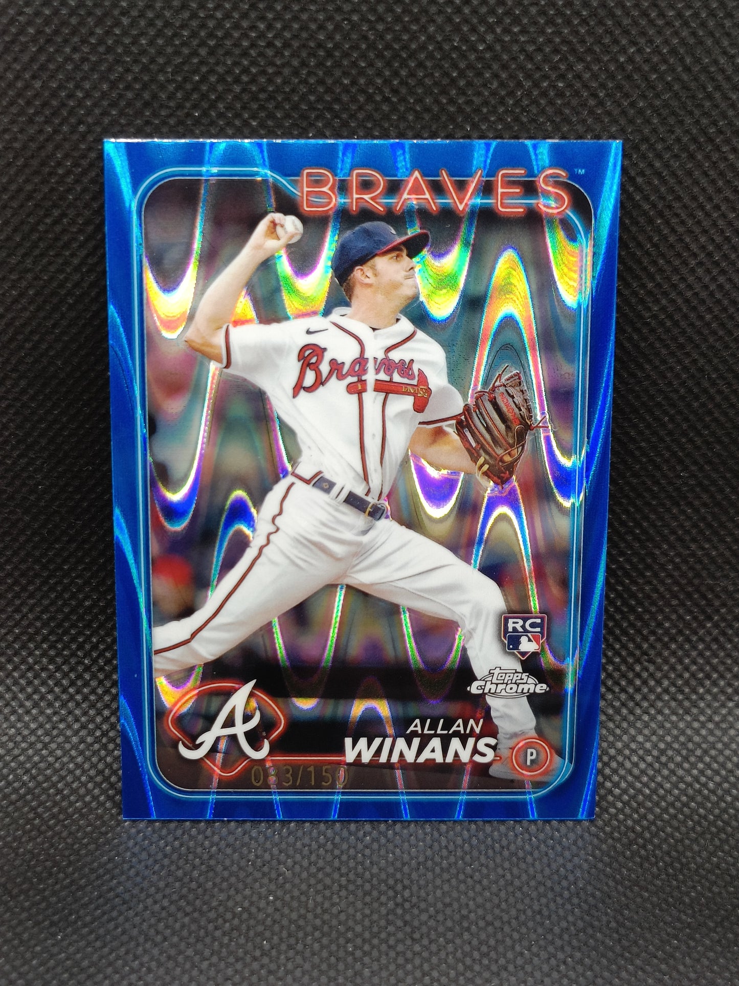 Allan Winans - 2024 Topps Chrome Rookie Blue RayWave Refractor /150 - Atlanta Braves