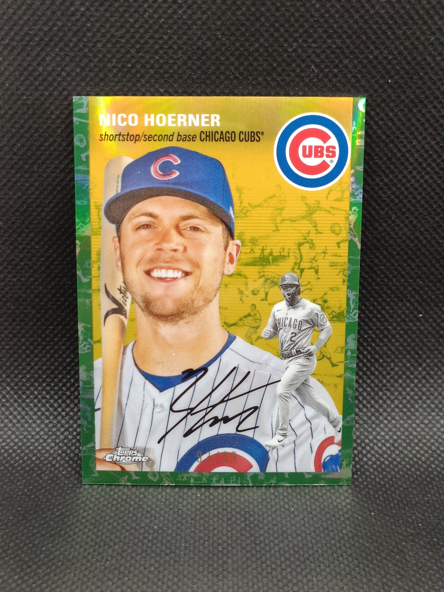 Nico Hoerner - 2023 Topps Chrome Platinum Anniversary Green/White Toile /99 - Chicago Cubs