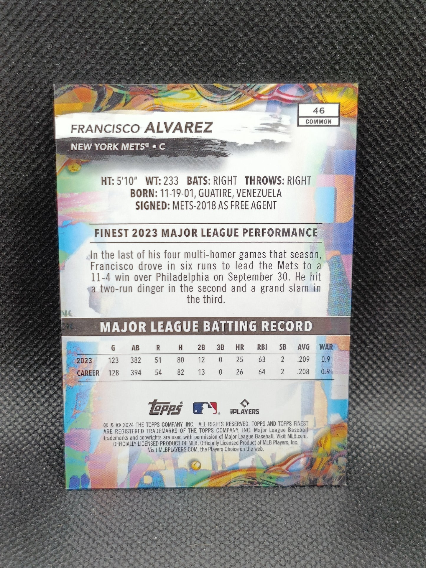 Francisco Alvarez - 2024 Topps Finest Blue Checkerboard Refractor /99 - New York Mets