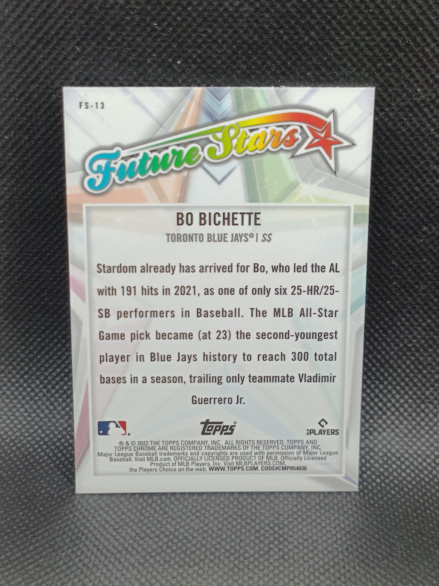 Bo Bichette - 2022 Topps Chrome Future Stars Insert - Toronto Blue Jays