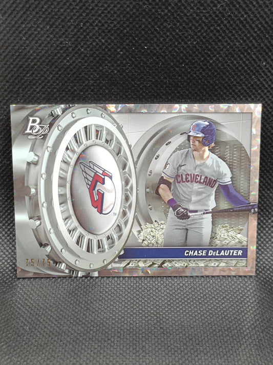 Chase DeLauter - 2023 Bowman Platinum Treasures In The Vault Insert Ice Foil /75 - Cleveland Guardians