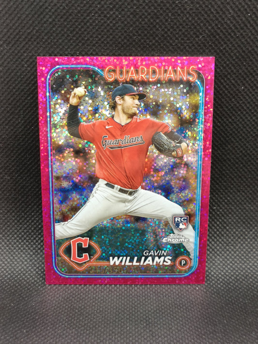 Gavin Williams - 2024 Topps Chrome Rookie Magenta Speckle Refractor /350 - Cleveland Guardians