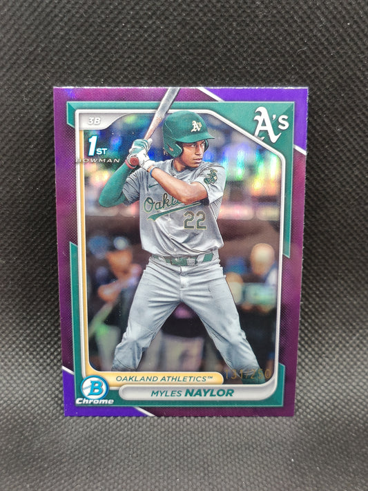 Myles Naylor - 2024 Bowman Chrome 1st Bowman Purple Refractor /250 - Oakland Athletics