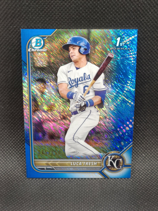 Luca Tresh - 2022 Bowman Chrome 1st Bowman Blue Shimmer Refractor /150 - Kansas City Royals