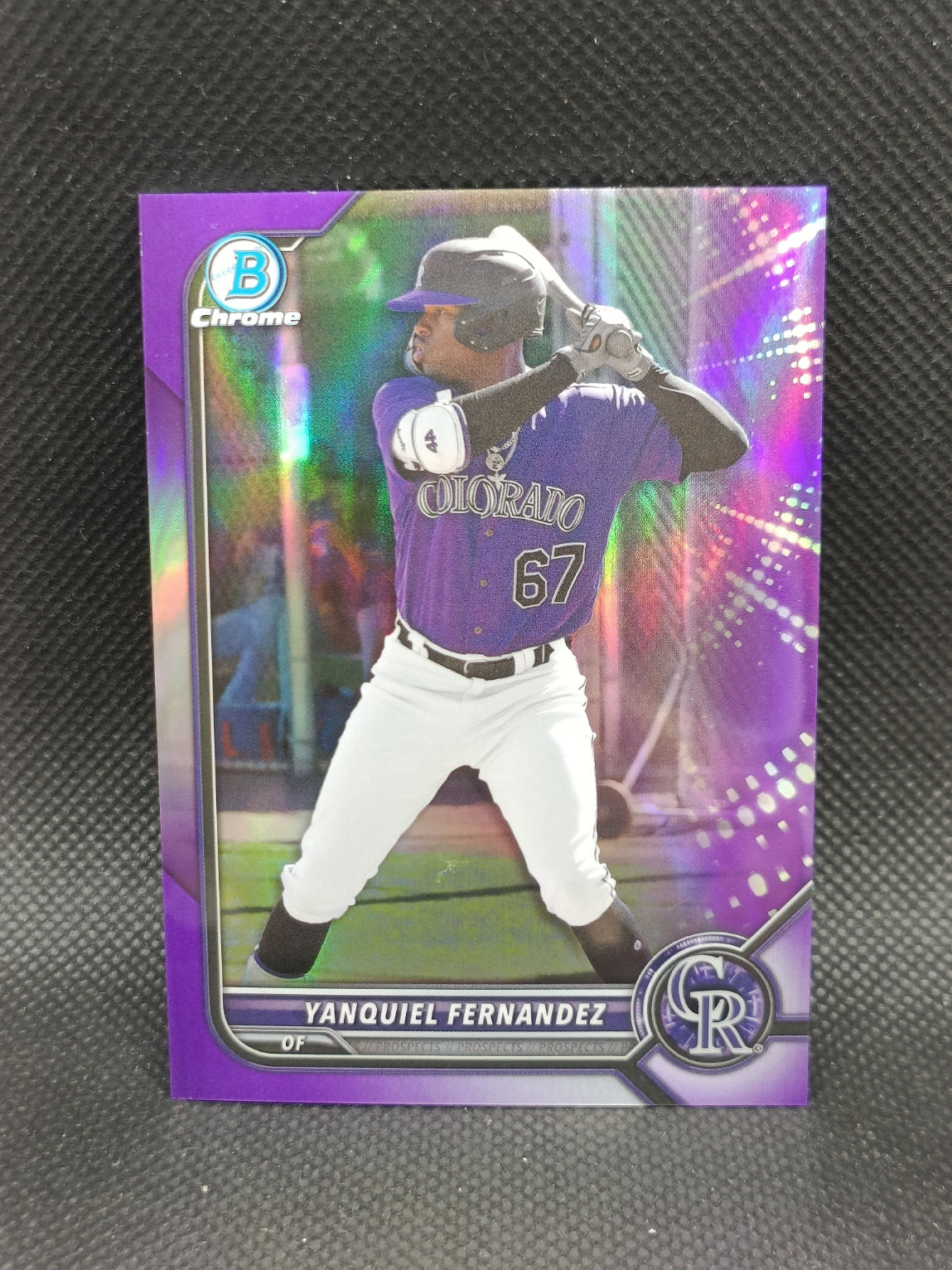 Yanquiel Fernandez - 2022 Bowman Chrome Purple Refractor /250 - Colorado Rockies