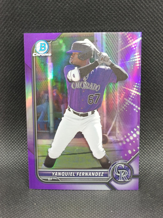 Yanquiel Fernandez - 2022 Bowman Chrome Purple Refractor /250 - Colorado Rockies