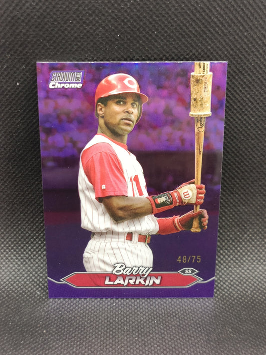 Barry Larkin - 2024 Topps Stadium Club Purple Chrome /75 - Cincinnati Reds