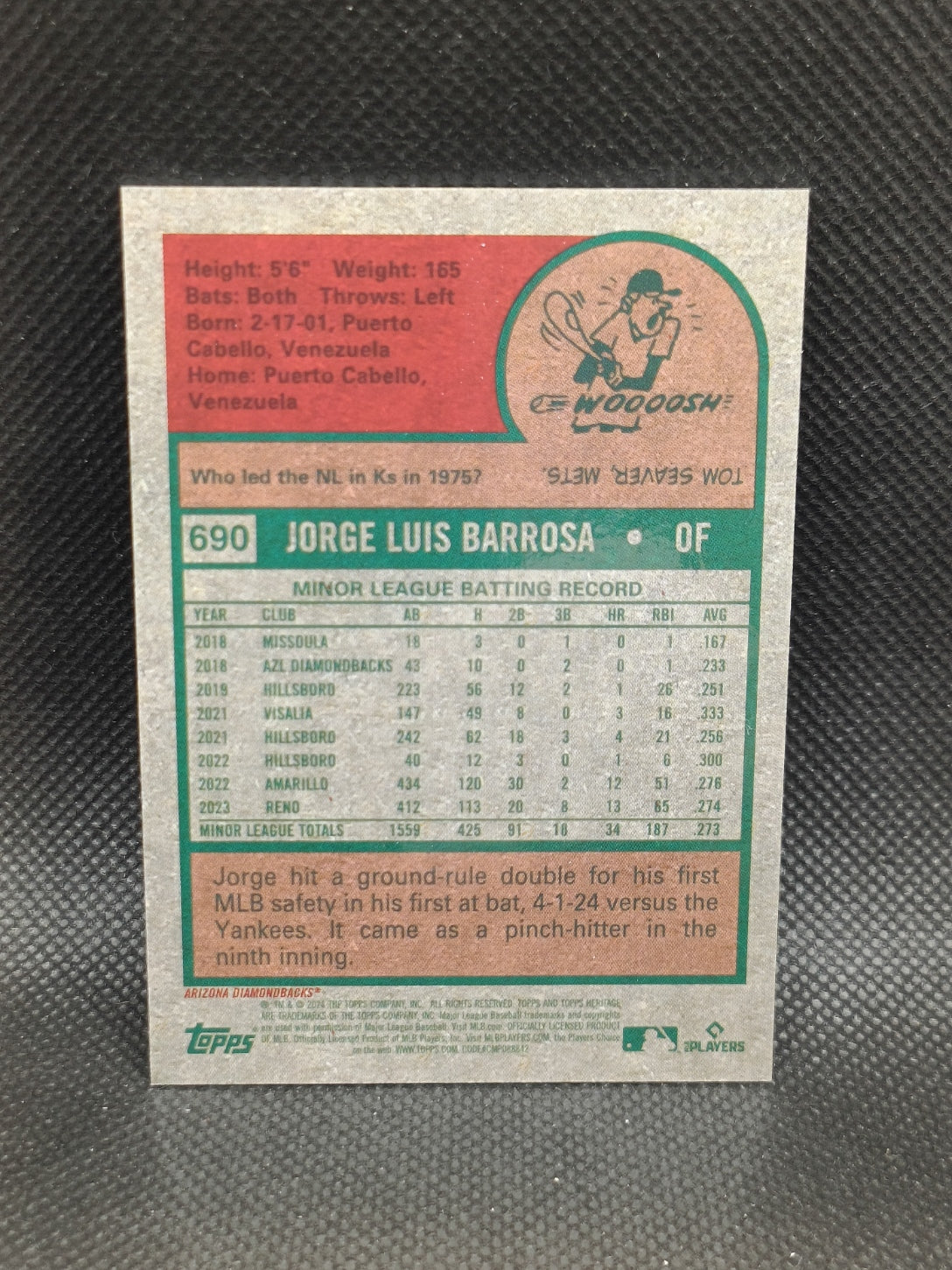 Jorge Barrosa - 2024 Topps Heritage High Number Rookie Chrome /699 - Arizona Diamondbacks