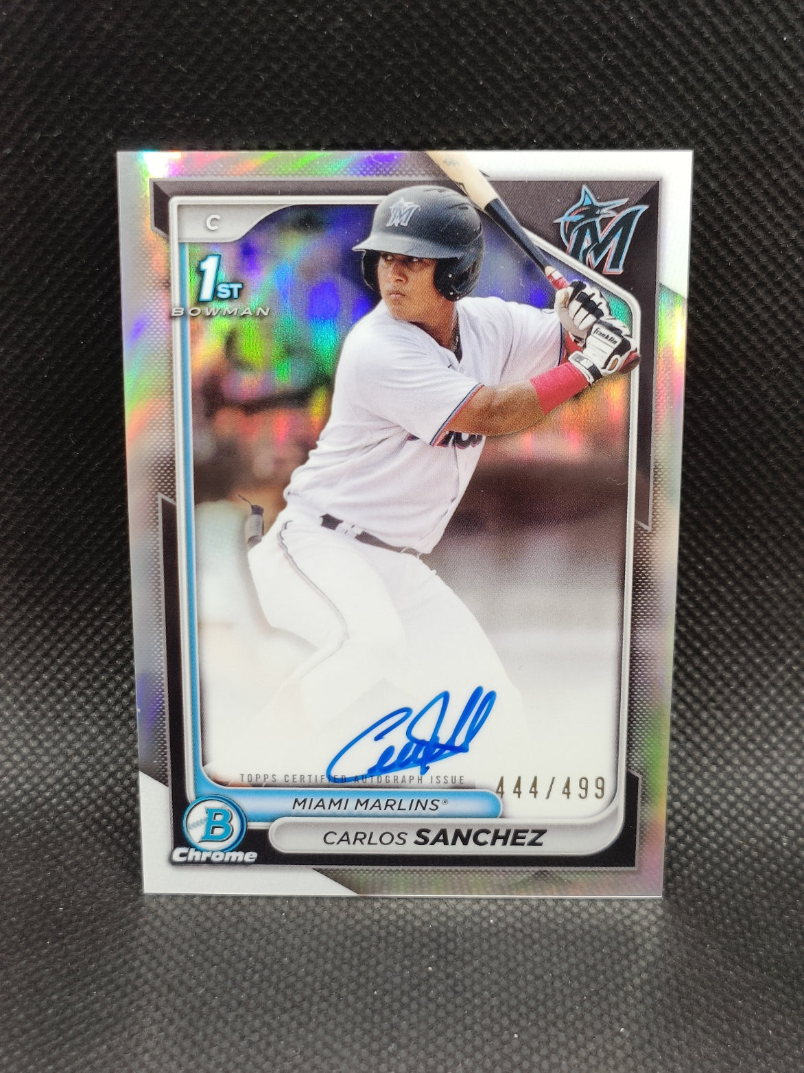 Carlos Sanchez - 2024 Bowman Chrome 1st Bowman Auto Refractor /499 - Miami Marlins