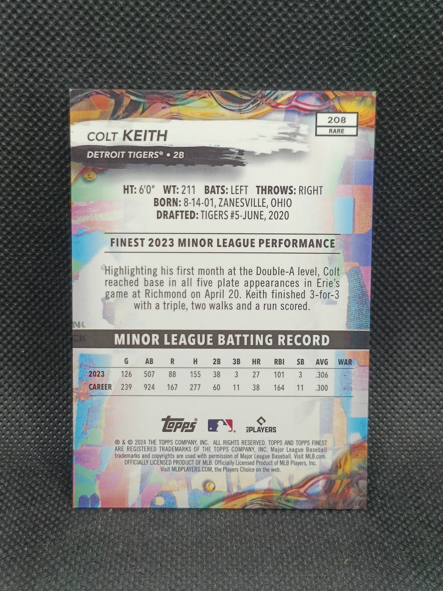 Colt Keith - 2024 Topps Finest Rookie Purple Refractor /125 - Detroit Tigers