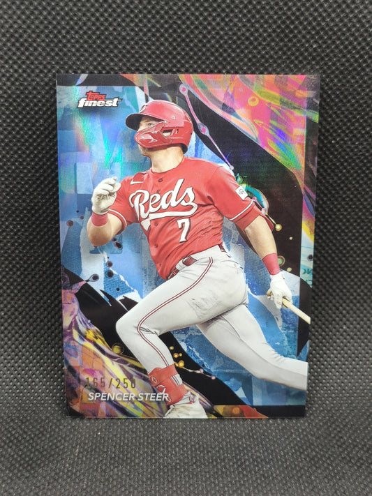 Spencer Steer - 2024 Topps Finest Sky Blue Refractor /250 - Cincinnati Reds