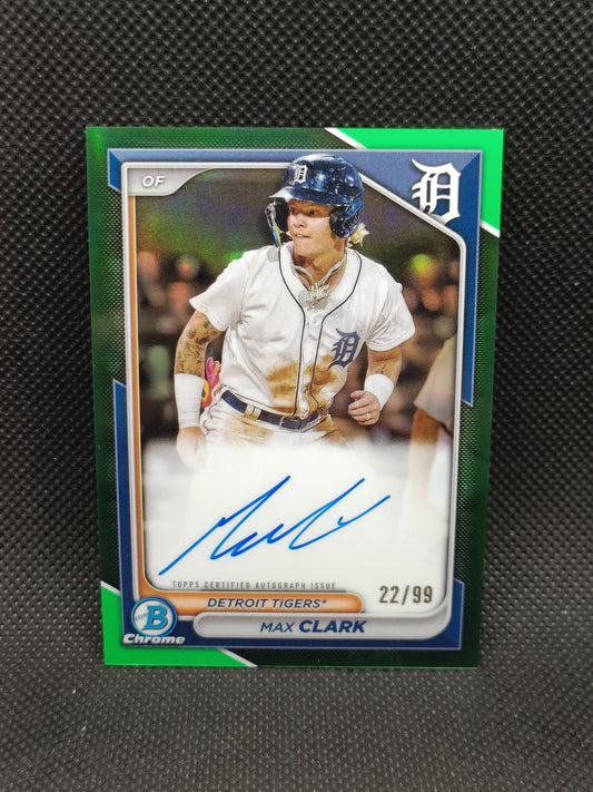 Max Clark - 2024 Bowman Chrome Auto Green Refractor /99 - Detroit Tigers