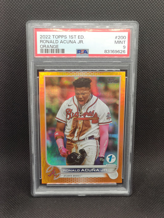Ronald Acuna Jr - 2022 Topps 1st Edition Orange Foil /75 - PSA 9 - Atlanta Braves