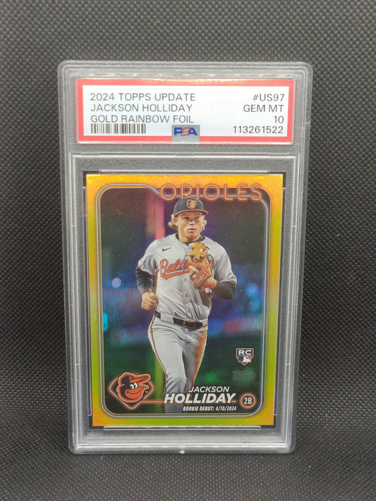 Jackson Holliday - 2024 Topps Update Series Rookie Debut Gold Rainbow Foil - PSA 10 - Baltimore Orioles