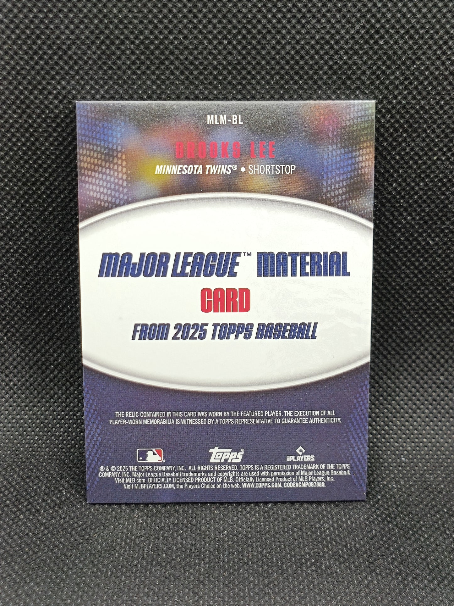 Brooks Lee - 2025 Topps Series One Rookie Relic - Minnesota Twins