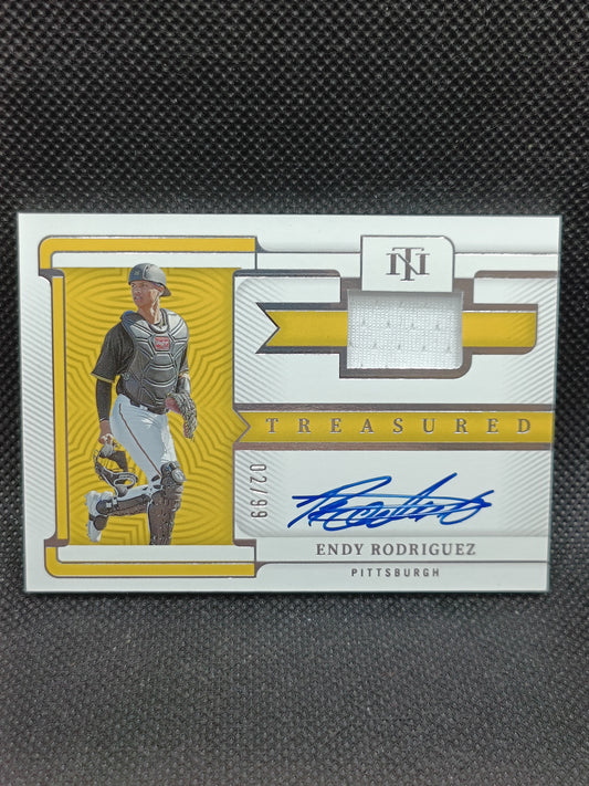 Endy Rodriguez - 2023 Panini National Treasures Patch Auto /99 - Pittsburgh Pirates