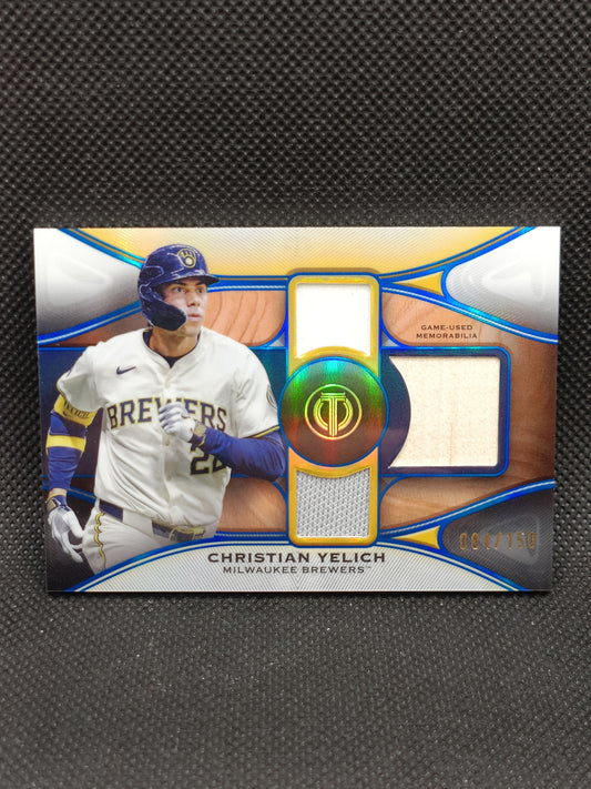 Christian Yelich - 2025 Topps Tribute Triple Relic /150 - Milwaukee Brewers