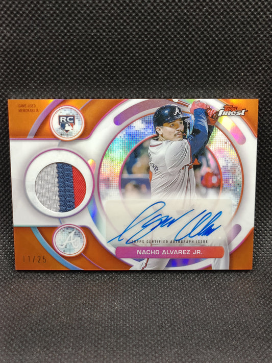 Nacho Alvarez Jr - 2025 Topps Finest Rookie Patch Auto Orange Refractor /25 - Atlanta Braves