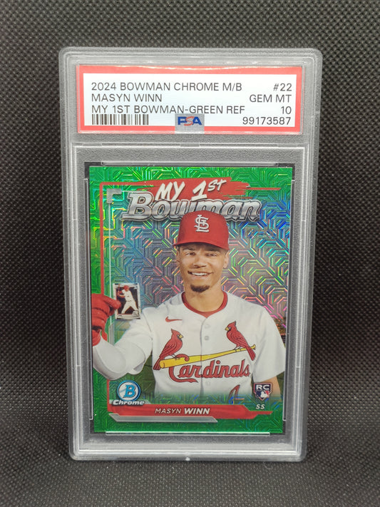 Masyn Winn - 2024 Bowman Chrome My 1st Bowman Rookie Green Mojo /99 - PSA 10 - St Louis Cardinals