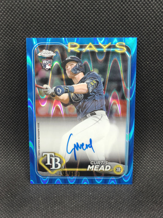 Curtis Mead - 2024 Topps Chrome Rookie Auto Blue RayWave /150 - Tampa Bay Rays