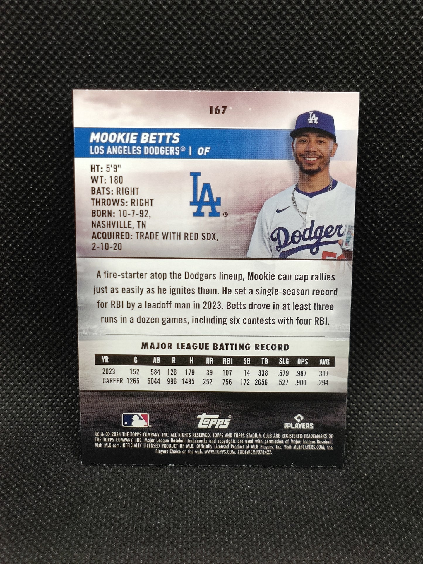Mookie Betts - 2024 Topps Stadium Club Red Foil - LA Dodgers