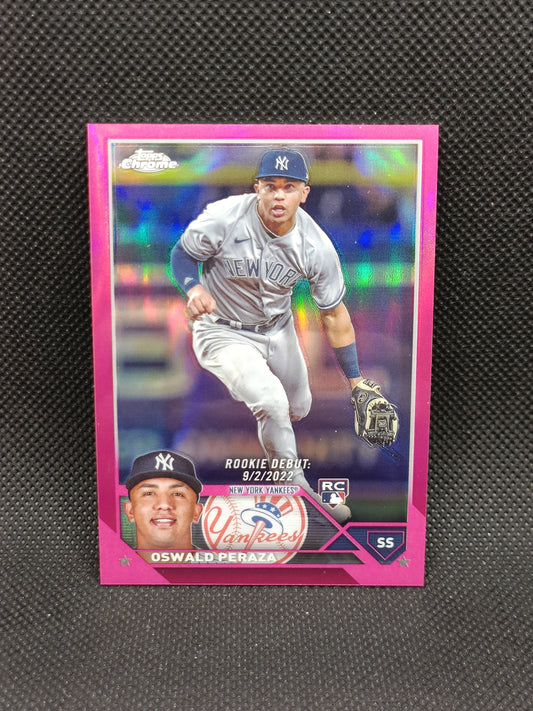 Oswald Peraza - 2023 Topps Chrome Update Rookie Debut Magenta Refractor /399 - New York Yankees