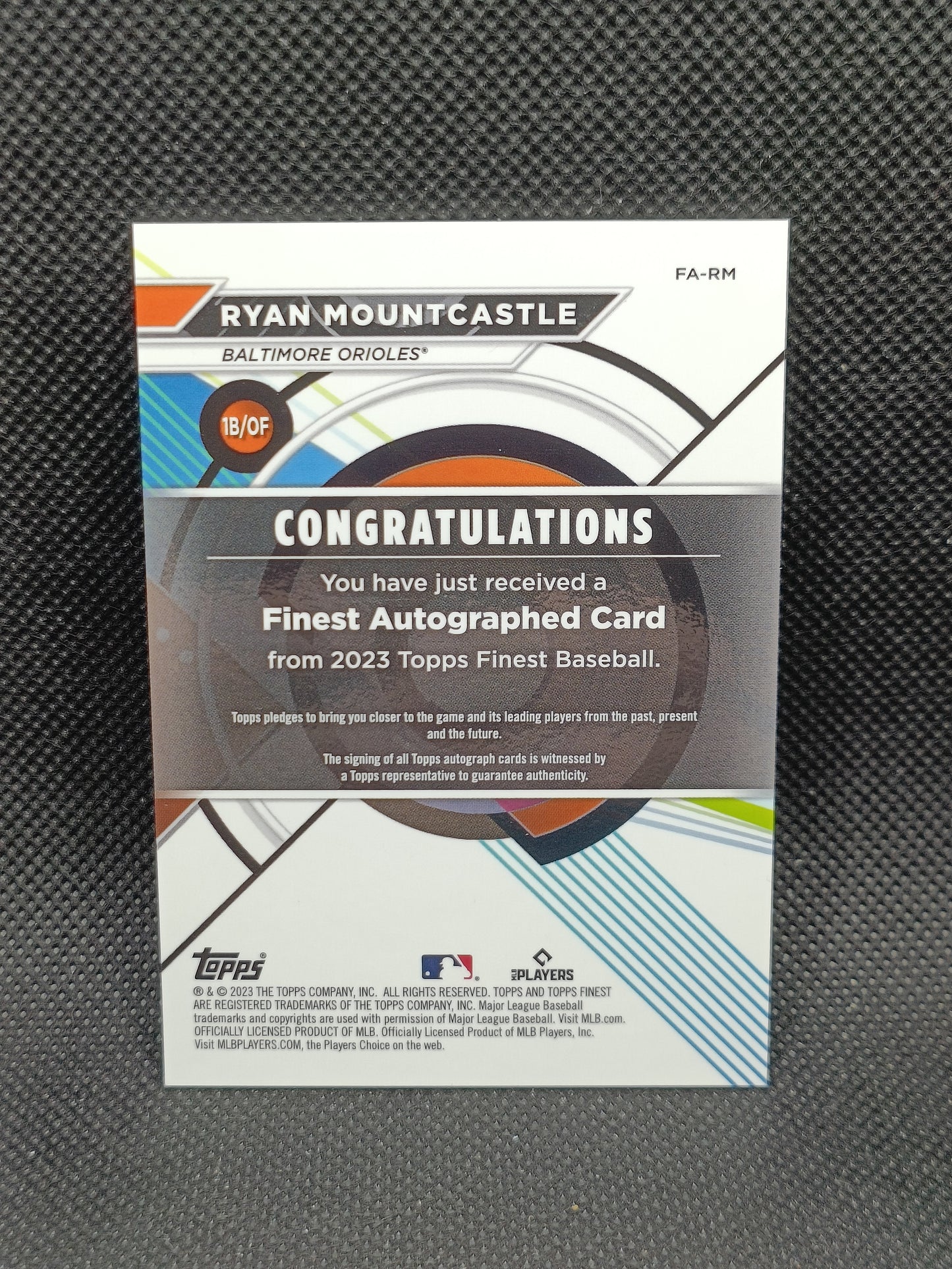 Ryan Mountcastle - 2023 Topps Finest Auto - Baltimore Orioles
