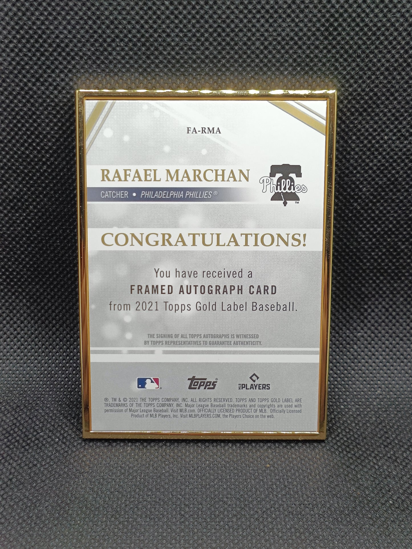Rafael Marchan - 2021 Topps Gold Label Rookie Gold Framed Auto - Philadelphia Phillies