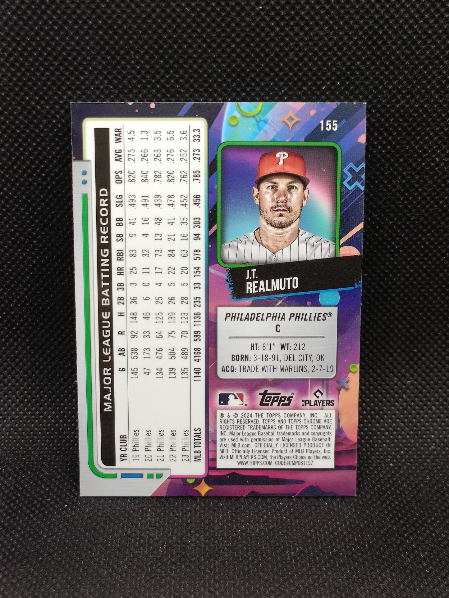 JT Realmuto - 2024 Topps Cosmic Chrome Aqua Equinox /199 - Philadelphia Phillies