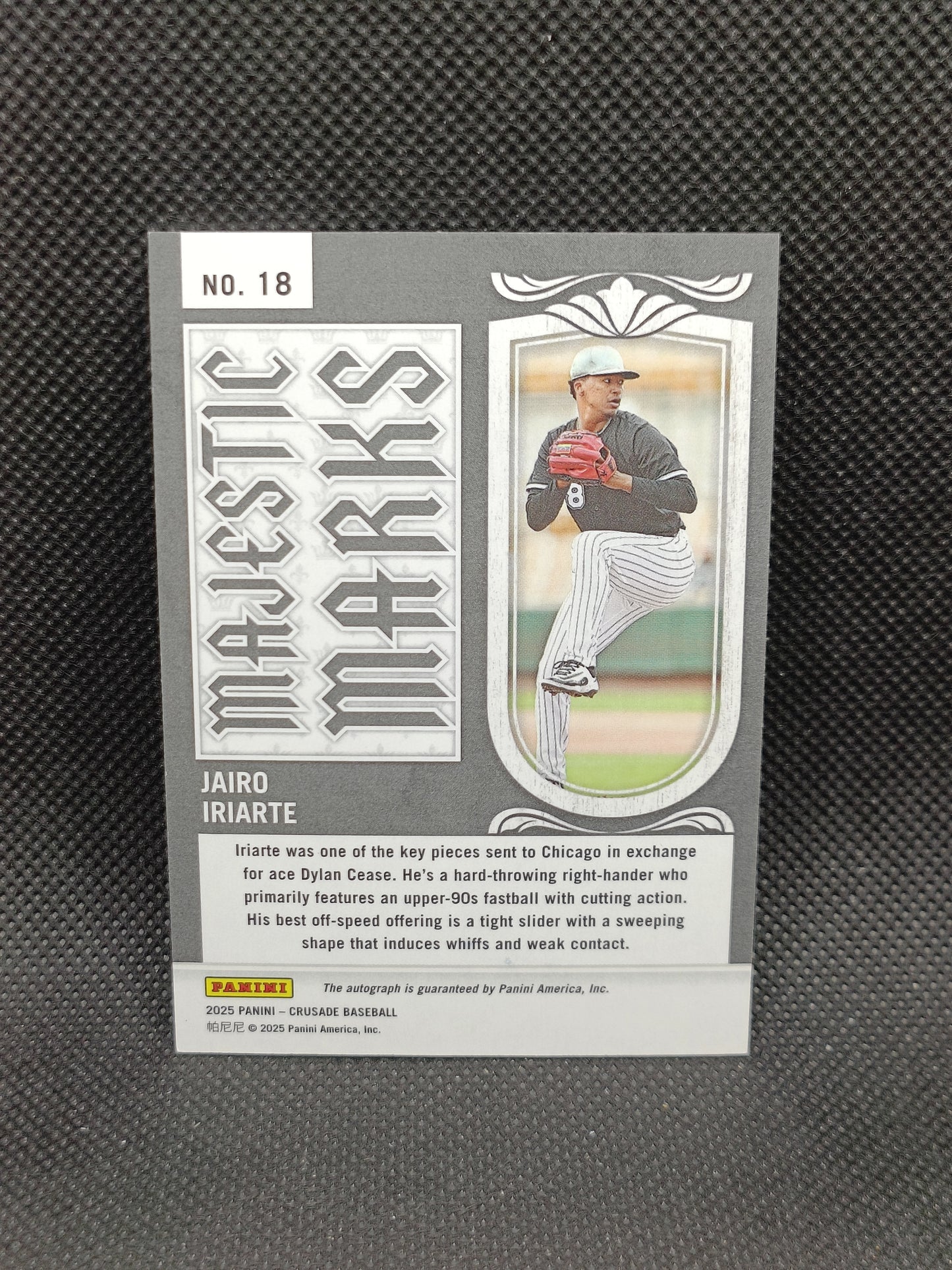 Jairo Iriarte - 2025 Panini Crusade Majestic Marks Auto - Chicago White Sox