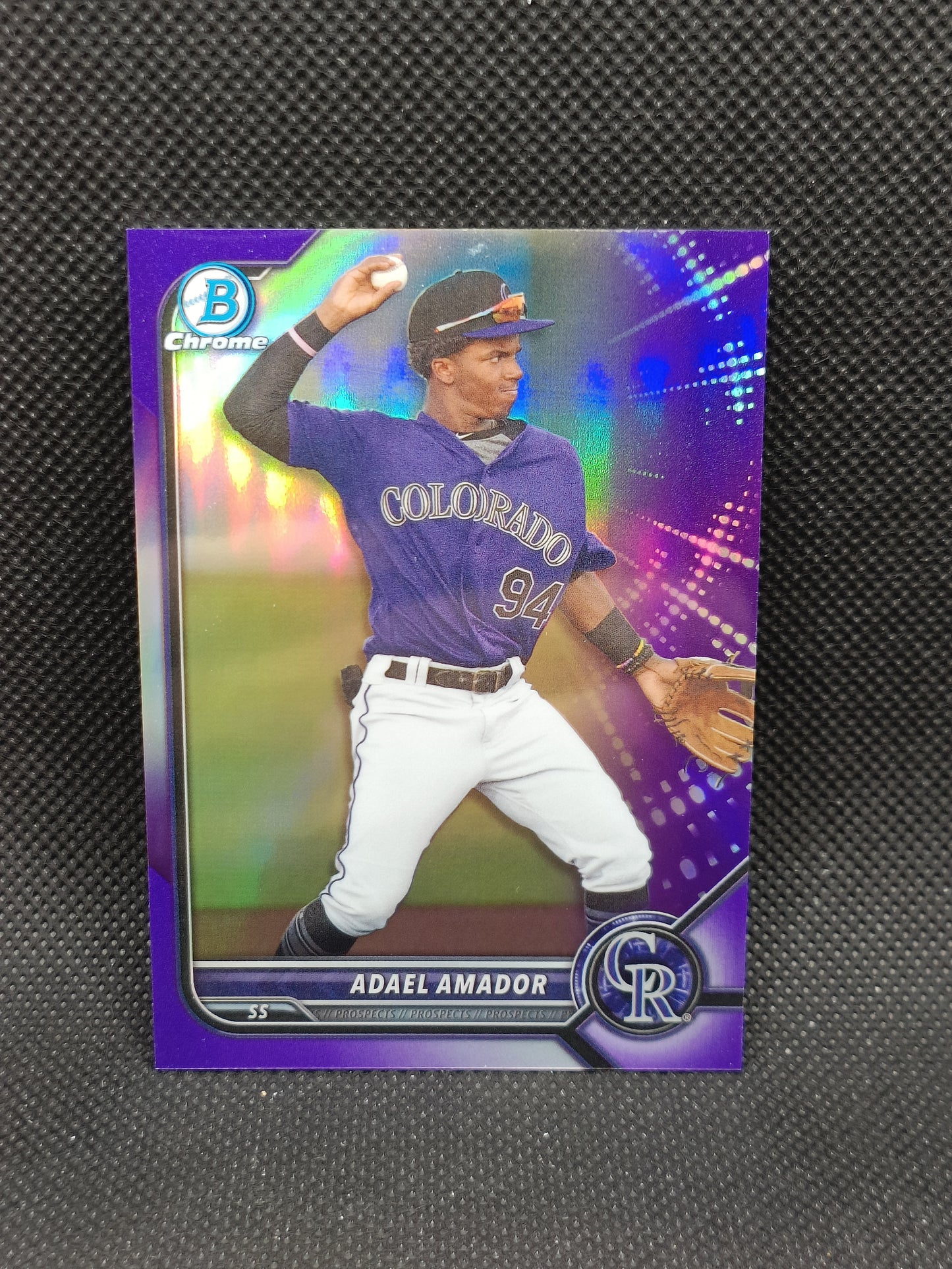 Adael Amador - 2022 Bowman Draft Chrome Purple Refractor /250 - Colorado Rockies