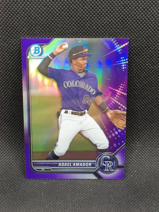 Adael Amador - 2022 Bowman Draft Chrome Purple Refractor /250 - Colorado Rockies