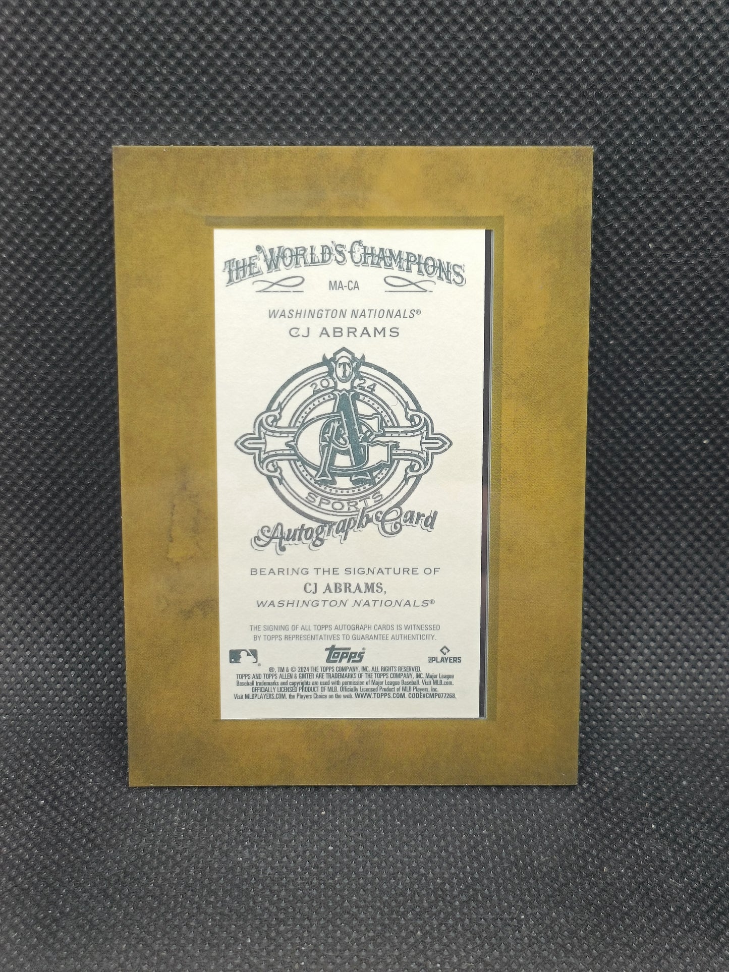 CJ Abrams - 2024 Topps Allen & Ginter Auto - Washington Nationals