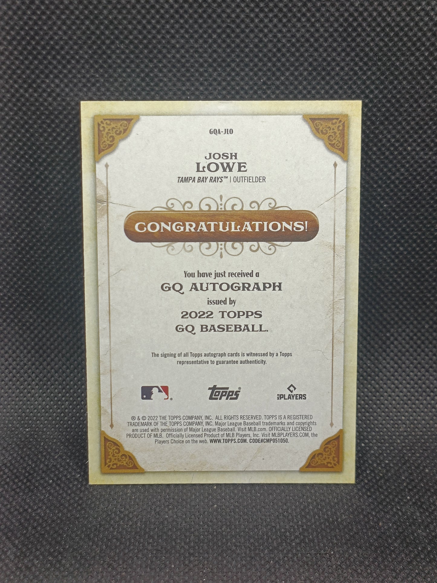 Josh Lowe - 2022 Topps Gypsy Queen Rookie Auto - Tampa Bay Rays